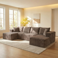 Canapé d'angle modulable en tissu confortable et inclinable avec fonction lit, design moderne, écologique et durable