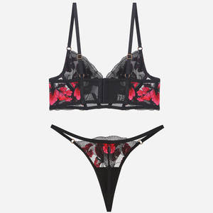 Regalo di san valentino di natale Set Lingerie <span class=keywords><strong>Sexy</strong></span> da donna maglia rossa trasparente perizoma decorazione di pizzo a uncinetto tessitura luce - Product Image 2