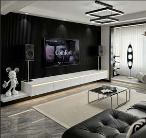 Mueble para TV BALOM Personalizado de 190 cm, Mueble para TV de Madera de Teca para Sala de Estar con 4 Puertas y 2 Cajones - Product Image 6