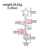 Porte-clés dés Y2K avec breloque étoile et croix, pendentif polyédrique D20 D6 pour sac, porte-clés dés noir 8 Ball pour femme