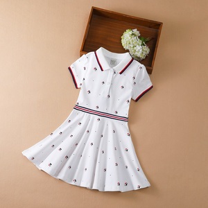 KUYEEBEAR 2020 Robe d'été à manches courtes pour filles, vêtements d'été pour bébés, robe à manches courtes ODM, col roulé géométrique uni teint - Product Image 5