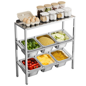 Étagère à condiments en acier inoxydable à trois niveaux, 6 compartiments, parfumée, pour usage commercial, antirouille, pré-aspirée - Product Image 1