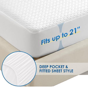 Protector de colchón de rizo de bambú antibacteriano impermeable personalizable almohadilla de protección de cama extraíble fácil de lavar King Queen - Product Image 2