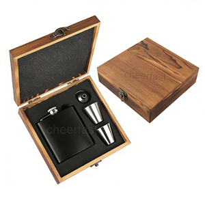 Set di Fiaschette Retrò in Acciaio Inox da 6oz con Fiaschetta in Pelle e Mini Fiaschetta per Whisky in Acciaio Inox Nero - Product Image 1