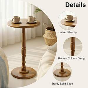Table d'appoint ronde compacte en bois multifonctionnelle, facile à assembler, petite table d'appoint pour salon, chambre, coins de canapé - Product Image 5