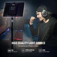 NEEWER GL25B - Panel de Luz LED de 12.9 Pulgadas para Transmisión en Vivo, Silencioso, para Juegos, con Soporte de Escritorio y Transmisor USB