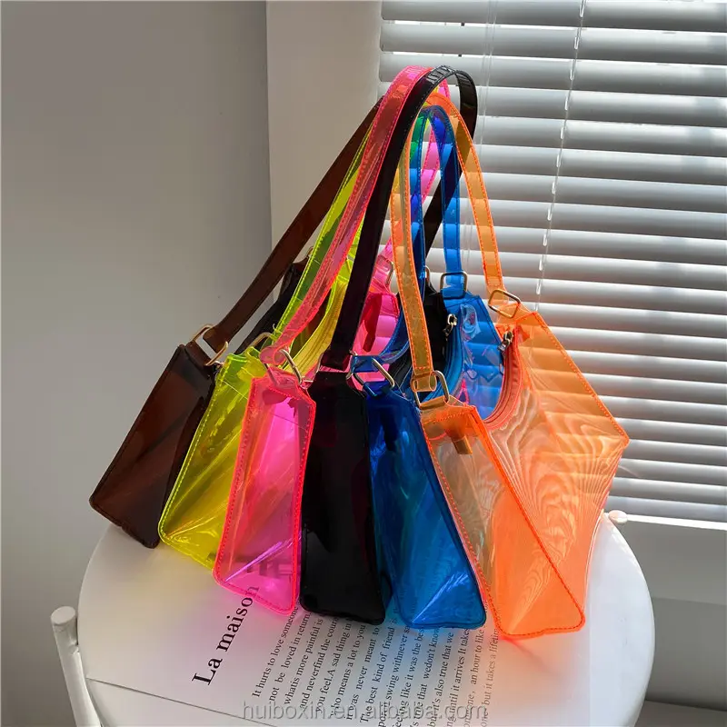Großhandel PVC Luxus Cross body Umhängetasche Handtaschen Transparente Trage tasche Gelee Umhängetasche für Mädchen Frauen