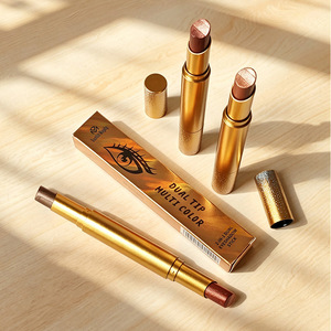 Sombra de Ojos Tricolor en Barra, Resistente al Agua, de Larga Duración, Bálsamo Labial y para Ojos en Tubo Dorado - Product Image 6