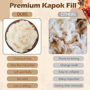 Doğal <span class=keywords><strong>Kapok</strong></span> Elyaf Dolgusu Organik Yumuşak <span class=keywords><strong>Kapok</strong></span> Dolgu Yastıklar Minderler Yatak Takımları için - Product Image 5