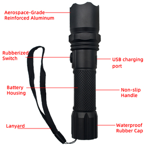 Lampe de poche de recherche en alliage d'aluminium LED rechargeable super <span class=keywords><strong>puissante</strong></span> avec lampe de poche de camping étanche, faisceau longue portée de 200 m - Product Image 5