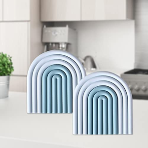Sous-plats et dessous de verre résistants à la chaleur pour casseroles et plats chauds, en silicone, caoutchouc et PVC, motif arc-en-ciel mignon, personnalisables - Product Image 2