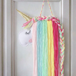 Organisateur d'accessoires pour cheveux <span class=keywords><strong>Licorne</strong></span> en coton, support <span class=keywords><strong>mural</strong></span> pour pinces et nœuds, décoration intérieure pour filles et femmes - Product Image 2
