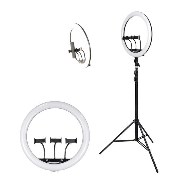 LED Ring Light 22 Inch Stand 3-Phone Holder 1.6 m Tripod 30W YouTube Video Photography Remote Control Live Streaming Fill Light