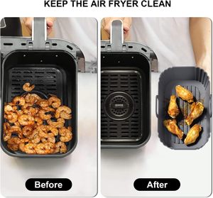 Ensemble de moules et récipients en silicone rectangulaires pour friteuse à air, double, de qualité alimentaire, pour la cuisson en cuisine - Product Image 5