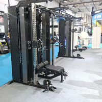 Machine de musculation multifonctionnelle professionnelle à double poulie réglable, rack de squat robuste et machine Smith pour salle de sport
