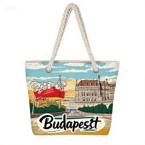 Bolsa de playa de lona con logotipo personalizado bolsa de asas de recuerdo de viaje Hungría turismo <span class=keywords><strong>Castillo</strong></span> de <span class=keywords><strong>Budapest</strong></span> bolsa de lona con medalla de oro - Product Image 1