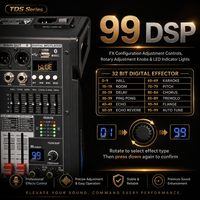 Console de mixage audio professionnelle TDS-4 4 canaux avec BT 5.0, USB, alimentation fantôme 48V, 99 effets DSP, égaliseur 7 bandes pour l'enregistrement