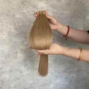 Extension de cheveux à bande étroite vierge droite double dessinée longue cuticule alignée ruban dans les extensions de cheveux européenne 100 cheveux humains