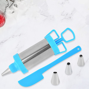 Kit de Pistola de Repostería de Acero Inoxidable con 3 Boquillas para Glaseado y una Espátula para Decorar Pasteles - Product Image 4