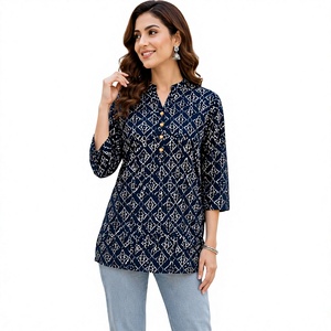 Blusa Étnica India para Mujer, 100% Algodón Orgánico, Bordada e Impresa, Venta al Por Mayor, Estilo Musulmán, para Fiestas y Eventos de Verano - Product Image 1