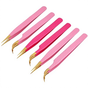 Pince à cils à pointe de fibre Pince à épiler Diamond Grip Extension de cils Volume Pince à épiler Outil à cils Acier inoxydable - Product Image 1