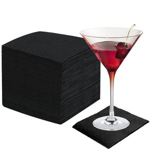 100 24x24cm tovaglioli da Cocktail neri Premium tovaglioli di carta per aperitivo Bar ristorante - Product Image 1