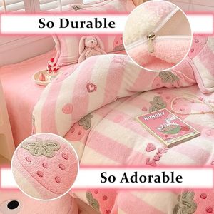 Trẻ Em Comforter Bộ Bộ Đồ Giường Sang Trọng Phim Hoạt Hình Comforter Bìa Hoa Dễ Thương Kawaii Bông Tuyết Fluffy Mềm Chăn Bìa Bộ Đồ Giường Bộ - Product Image 3