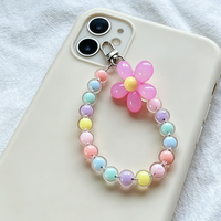 Dragonne de téléphone artisanale à fleurs perlées, avec breloque mignonne en perles de cristal acrylique, durable, légère et sécurisée, vente en gros et personnalisation