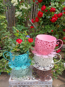 Tazza da Tè e Vaso Decorativo a Forma di Fiore Traforato in Ferro, Vaso per Piante Succulente, Accessorio per Fotografia a Forma di Tazza da <span class=keywords><strong>Caffè</strong></span> - Product Image 4