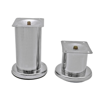 Pieds de Meuble Rond en Aluminium Chromé pour Table Basse, Canapé, Lit ou Meuble Droit
