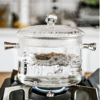 Aeofa Pot Transparan Kaca untuk Memasak Panci Masak Set Panci Masak Kaca Tahan Panas Ukuran Besar