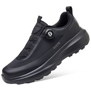 Chaussures <span class=keywords><strong>de</strong></span> course pour hommes, entièrement noires, avec système <span class=keywords><strong>de</strong></span> laçage à boucle rotative, baskets athlétiques, chaussures <span class=keywords><strong>de</strong></span> marche légères, chaussures <span class=keywords><strong>de</strong></span> sport amortissantes - Product Image 4