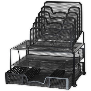 Wholesale Factory Price Metal Wire Mesh Desk Organizer 5 <strong>Stacking</strong> Sorter Sections Sliding <strong>Drawer</strong> Double Tiers for Living Room - Product Image 3
