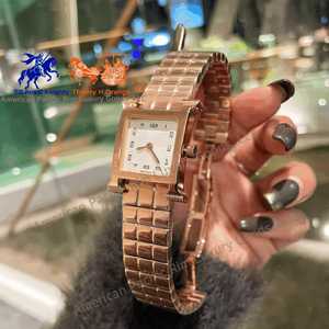Montre à quartz H Brand pour femme, style dessin animé, luxe antique, bracelet rectangulaire en acier inoxydable 16 mm, étanche, alliage Ronda - Product Image 3