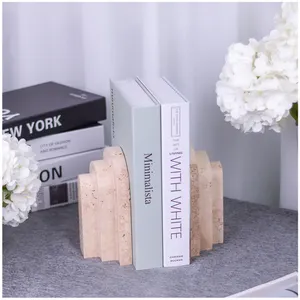 Natural Beige Stone Bookends Carvings Console Table Centerpiece Sculptures Interior Decoration And Accessories For Home