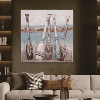 Peinture murale intérieure écologique Art déco sur toile, motif paysage marin, design unique, peinte à la main