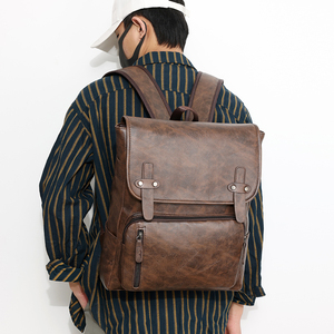 Sac à dos en cuir PU imperméable de haute qualité pour hommes Style Vintage Logo personnalisé fermeture à glissière antivol pour une utilisation été hiver - Product Image 1
