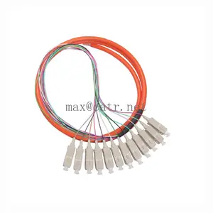 High quality SC/LC/FC/ST 12 color, 12 Fiber Fanout Fiber Optic Pigtail Patch Cord Jumper With UPC APC PC Connector