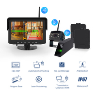 Moniteur 7 pouces, affichage quadruple, caméra laser AI arrière et sur fourche pour chariot élévateur avec batterie rechargeable