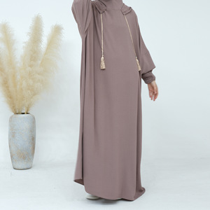 Ramadán ropa islámica transpirable poliéster Abaya vestido con Undercap Casual Sudadera con capucha <span class=keywords><strong>Bata</strong></span> <span class=keywords><strong>para</strong></span> mujeres musulmanas tamaño 2XL <span class=keywords><strong>para</strong></span> el verano - Product Image 4
