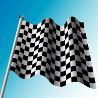 Drapeaux de course F1 à carreaux noirs et blancs, drapeaux de signalisation de départ et d'arrivée, drapeaux en nylon rouge et blanc, mât en aluminium durable