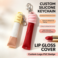 Porte-clés brillant à lèvres personnalisé avec logo OEM, breloques porte-gloss portables en silicone souple, porte-clés brillant à lèvres OEM/ODM