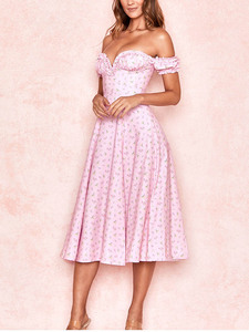 Jupes <span class=keywords><strong>mi</strong></span>-longues sans bretelles pour femmes, <span class=keywords><strong>robe</strong></span> style bohémien, manches bouffantes, imprimé Floral, <span class=keywords><strong>mi</strong></span>-<span class=keywords><strong>longue</strong></span>, sans bretelles - Product Image 4