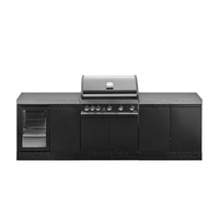 Set Dapur Luar Ruangan Mewah Kustom dari Baja Tahan Karat 304 dengan Grill, Kulkas, Wastafel, dan Kabinet Patio Terintegrasi