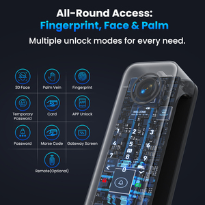 מנעול דלת דיגיטלי של GIRIER Tuya עם מצלמה, זיהוי פנים תלת-ממדי, טביעת אצבע, סיסמה, WiFi, מנעול דלת חכם - Product Image 3