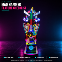 Machine de jeu d'arcade Big Punch Hammer : Test de force de frappe, récompense par tickets, fonctionne à monnayeur pour centre de jeux intérieur pour adultes