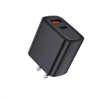 Pengisi Daya Dinding USB C 20W Dual Port Tipe-C dan USB A Adaptor Pengisian Cepat dengan Colokan EU US untuk Smartphone Tablet Earphone