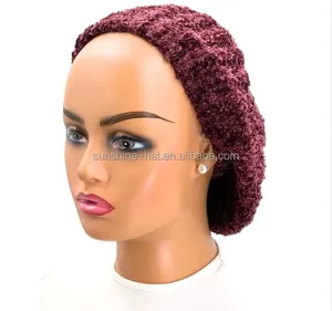 New Chenille Polyester Fancy Yarn Wholesale New Color Snood Beret Hat For Women Custom Logo Jewish Women Chenille Snood Hat