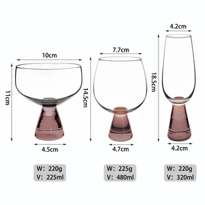 Lot de verres à pied colorés pour cocktails, verres à boire créatifs à pied épais, verres à vin, flûtes à <span class=keywords><strong>champagne</strong></span> - Product Image 2