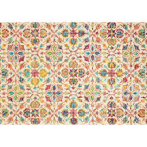 พรมลายดอกไม้สไตล์ชาติพันธุ์ รูปทรงสี่เหลี่ยมผืนผ้า ใยโพลีเอสเตอร์ ดูดซับน้ำได้ เหมาะสำหรับห้องนั่งเล่น ห้องนอน ห้องทำงาน - Product Image 3